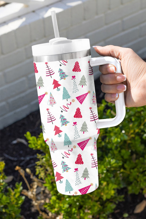 White Cartoon Christmas Tree Printed Cup 40oz