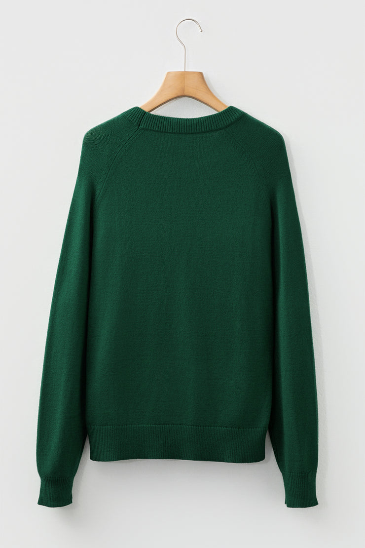 Blackish Green MERRY Letter Pattern Christmas Raglan Sleeve Sweater