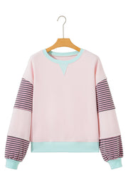 Delicacy Striped Colorblock Patchwork Drop Shoulder Sweatshirt