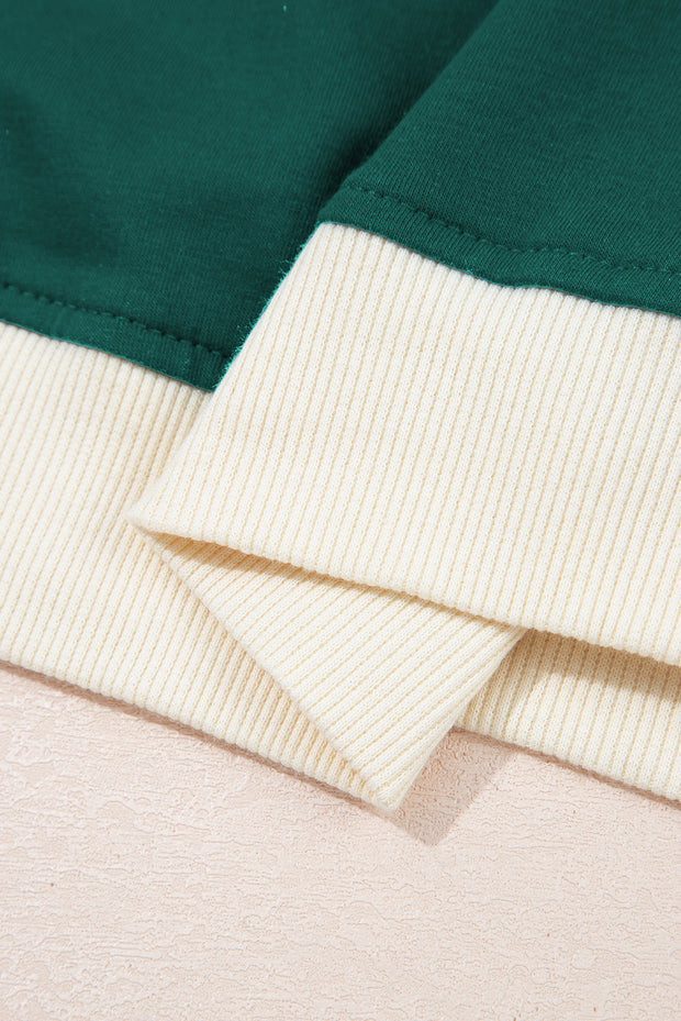 Conjunto de 2 piezas de camiseta y falda con hombros caídos y borde en bloques de color Evergreen