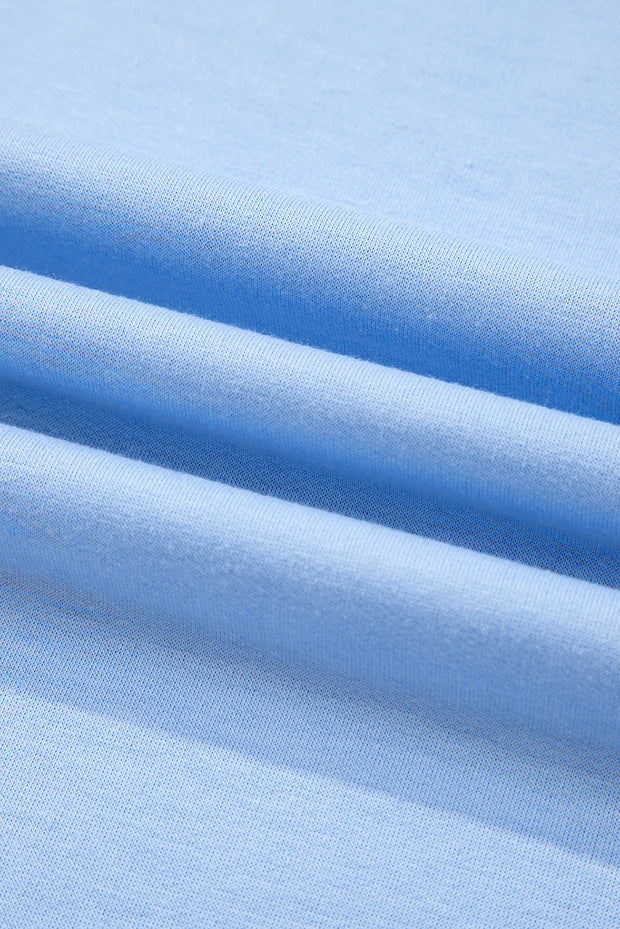 Beau Blue Striped Patch Front Casual Tee