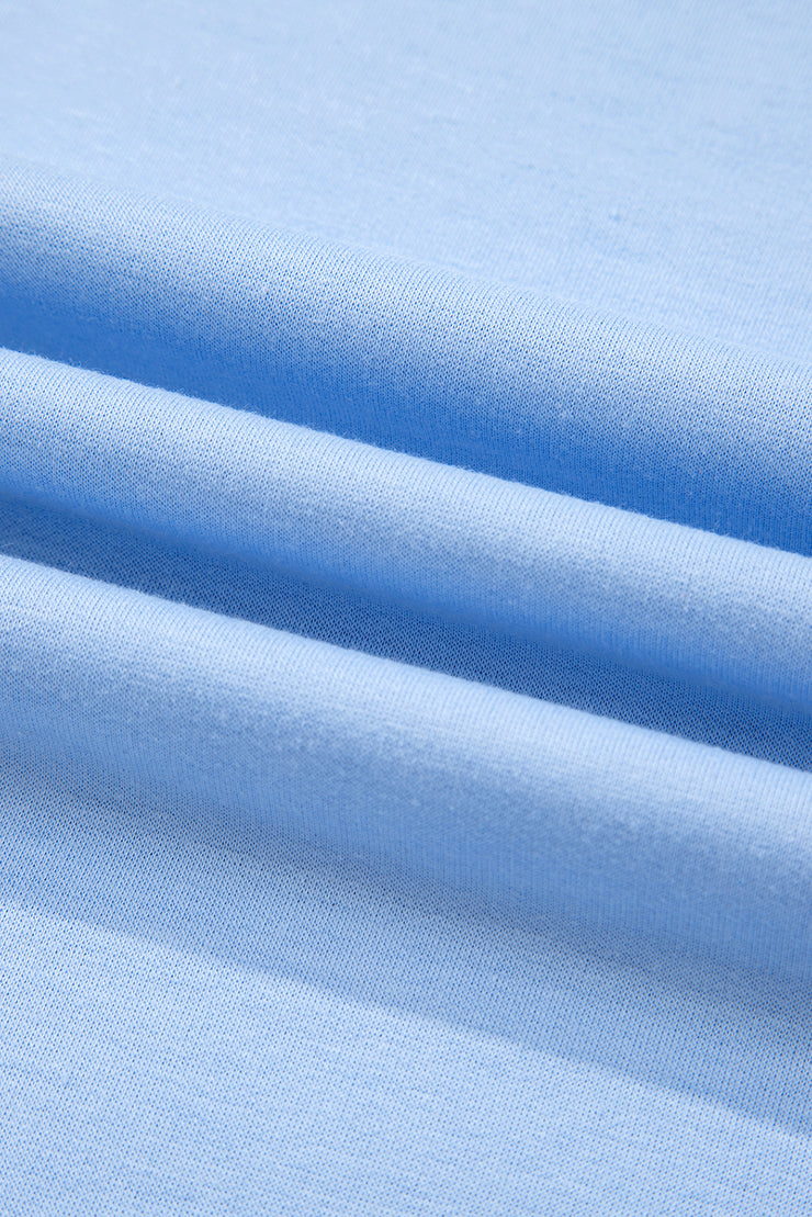 Beau Blue Striped Patch Front Casual Tee