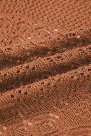 Redwood Burl Mix Pattern Hollowed Knit Open Front Cardigan