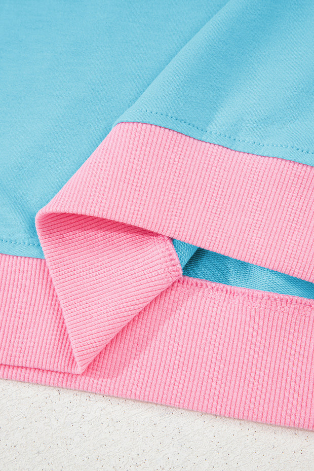 Conjunto de 2 piezas de camiseta y falda pantalón con hombros caídos y borde en bloques de color turquesa