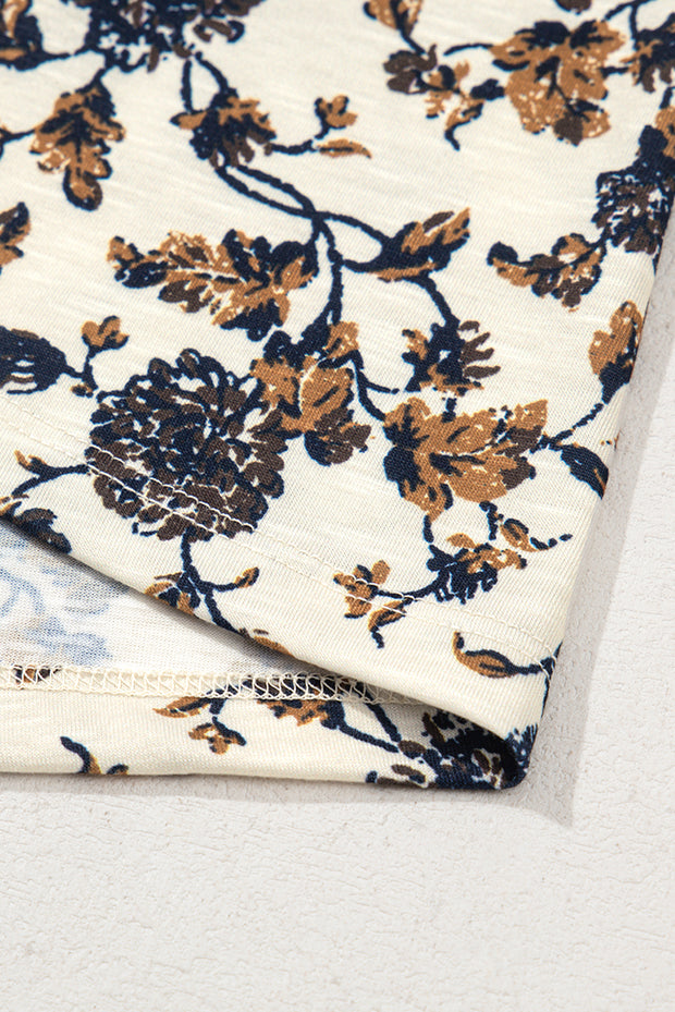 White Floral Frilly Blouse with Lace Up