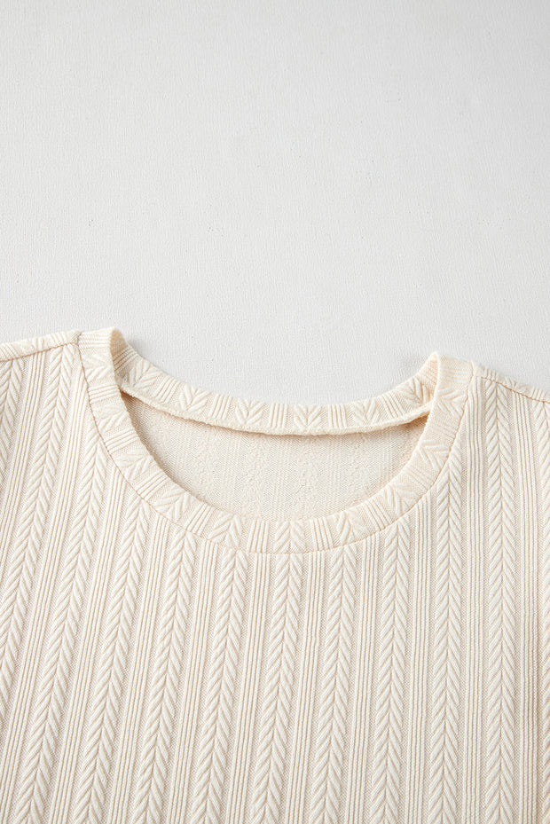 Apricot Polka Dot Mesh Puff Sleeve Textured Blouse