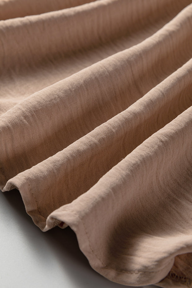 Smoke Gray Deep V Neck Bubble Sleeve Smocked Mini Dress