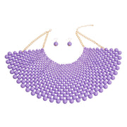 Purple Bead Bib Necklace Set