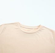 Camiseta de cuello redondo de color caqui liso