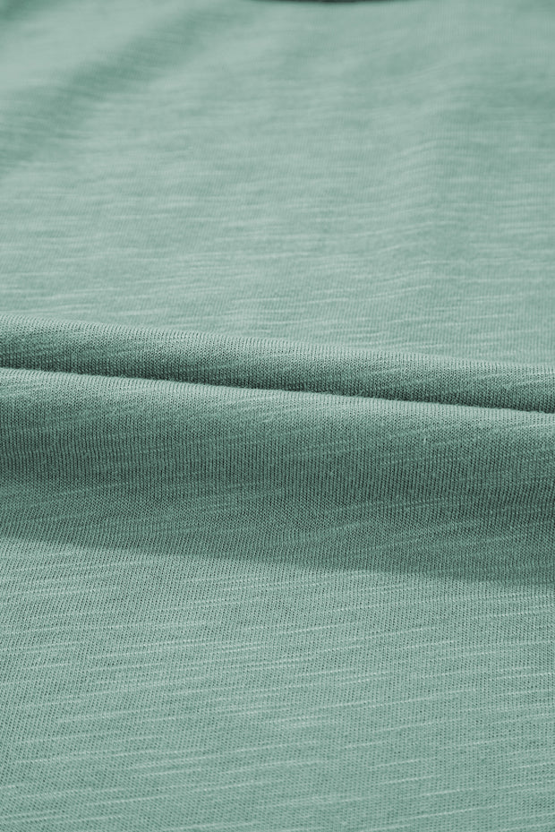 Mist Green Metallic Sheen Edge Scoop Neck Tank Top