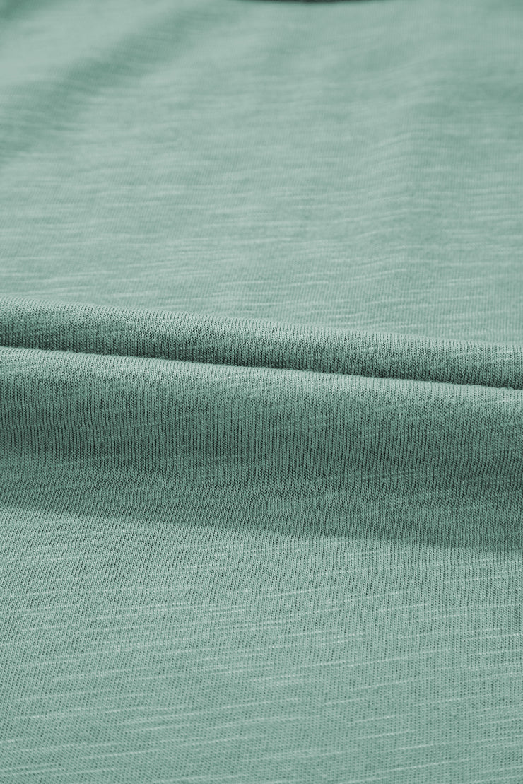 Mist Green Metallic Sheen Edge Scoop Neck Tank Top