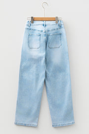 Myosotis Exposed Stitch Detail Drawstring Barrel Jeans