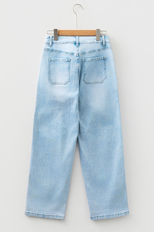 Myosotis Exposed Stitch Detail Drawstring Barrel Jeans