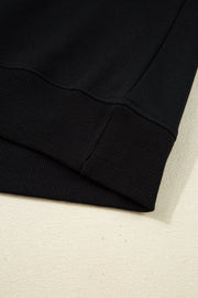 Black Chenille Game Day Graphic Drop Shoulder Sweatshirt