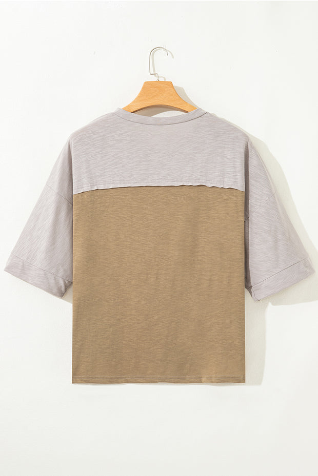 Green Flower Patched Exposed Seam Bracelet Sleeve Oversized T Shirt