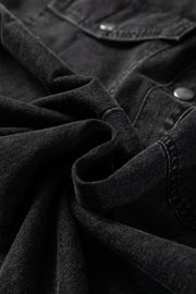 Medium Grey Beau Chest Pocket Raw Hem Denim Loose Shirt Dress