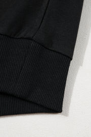 Black Contrast Stitches Detail Puffy Half Sleeve Blouse