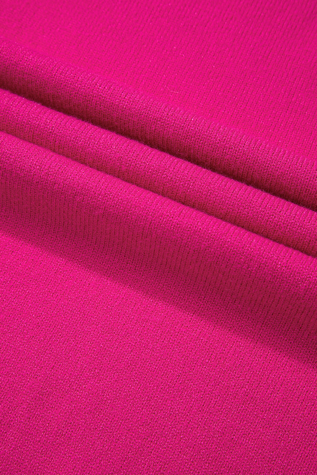 Strawberry Pink Pearled Decor Raglan Sleeve Plus Size Sweater