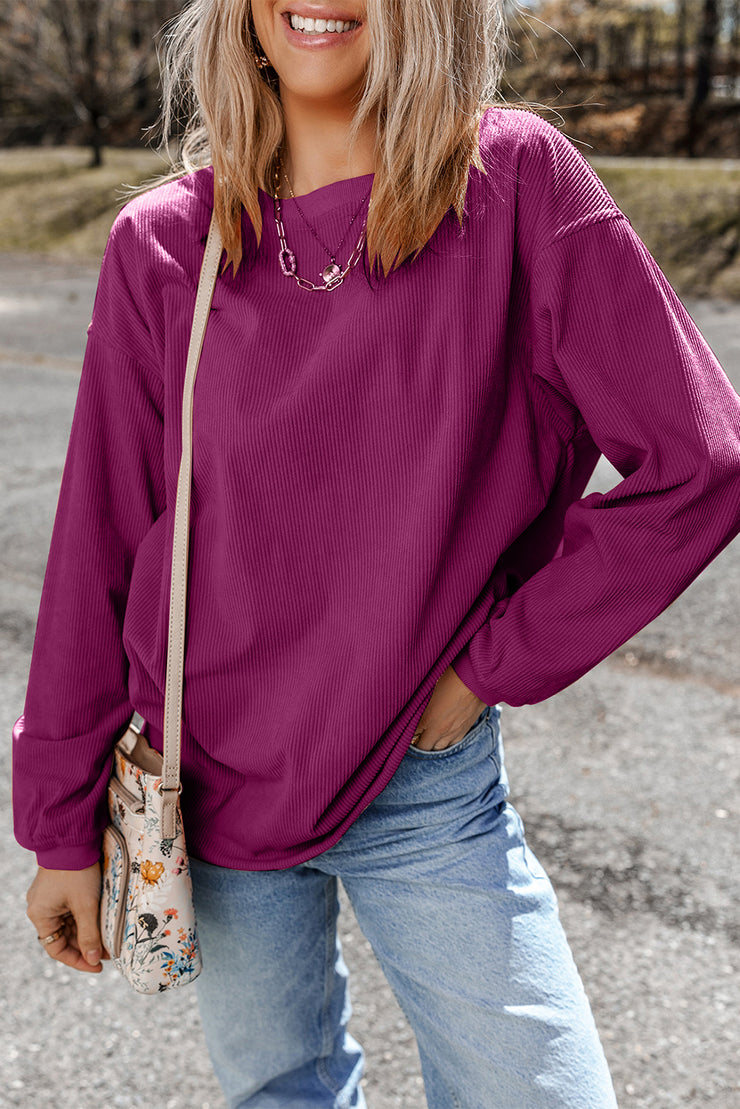 Sudadera extragrande de pana acanalada color fucsia para festival