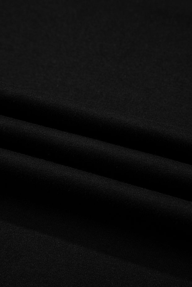 Black Varsity Striped Sleeve Drop Shoulder Sweatshirt and Short Set