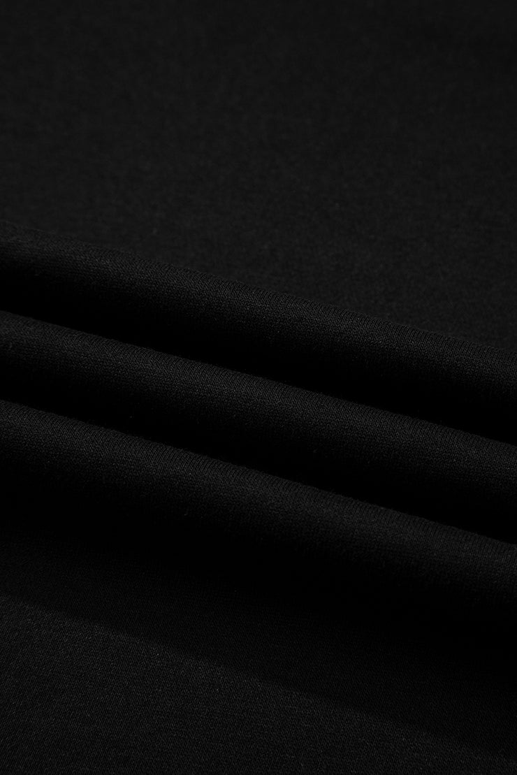 Black Varsity Striped Sleeve Drop Shoulder Sweatshirt and Short Set