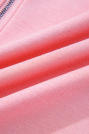 Pink Half Zip Sporty Pullover Mini Skirt 2pcs Outfit