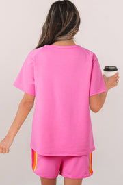 Camiseta informal con parche frontal a rayas Bonbon
