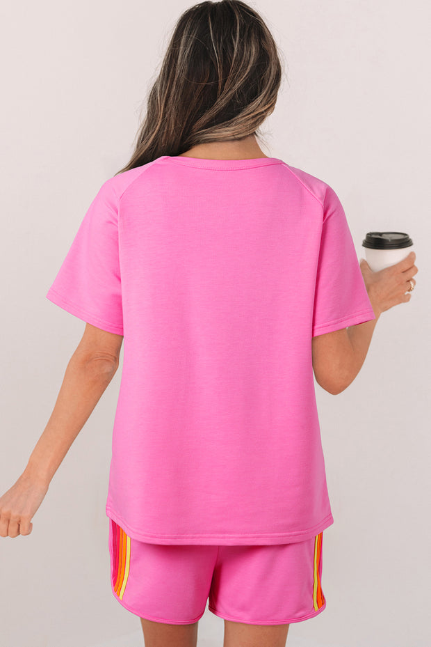 Camiseta informal con parche frontal a rayas Bonbon