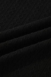 Black Textured Chest Pocket Long Sleeve Top 2Pcs Pants Set