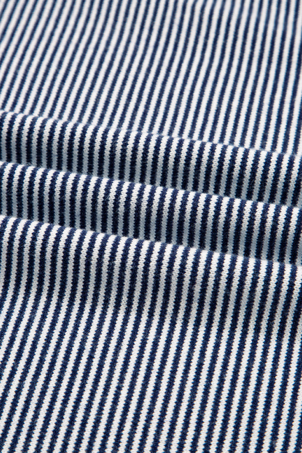 Blue Stripe Color Block Patchwork Dolman Oversize Tunic Sweater