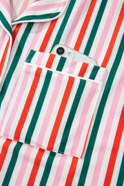 Pink Stripe Christmas Long Sleeve Shirt Style Lounge Dress