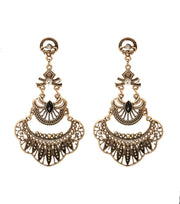 Metal Drop Burnished Gold Earrings