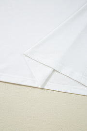 Camiseta de cuello redondo con parches de rayas y lentejuelas blancas para Mardi Gras