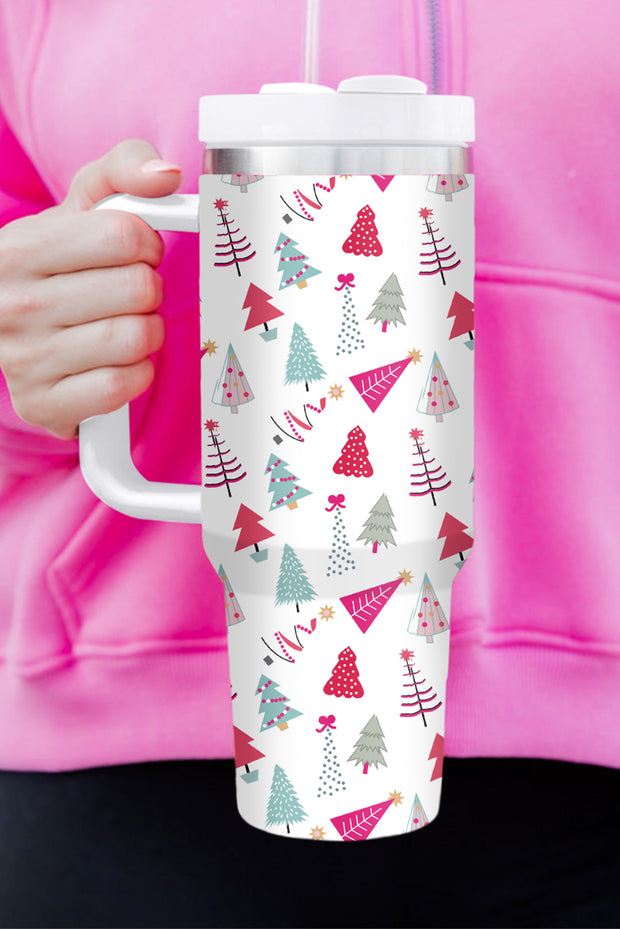 White Cartoon Christmas Tree Printed Cup 40oz