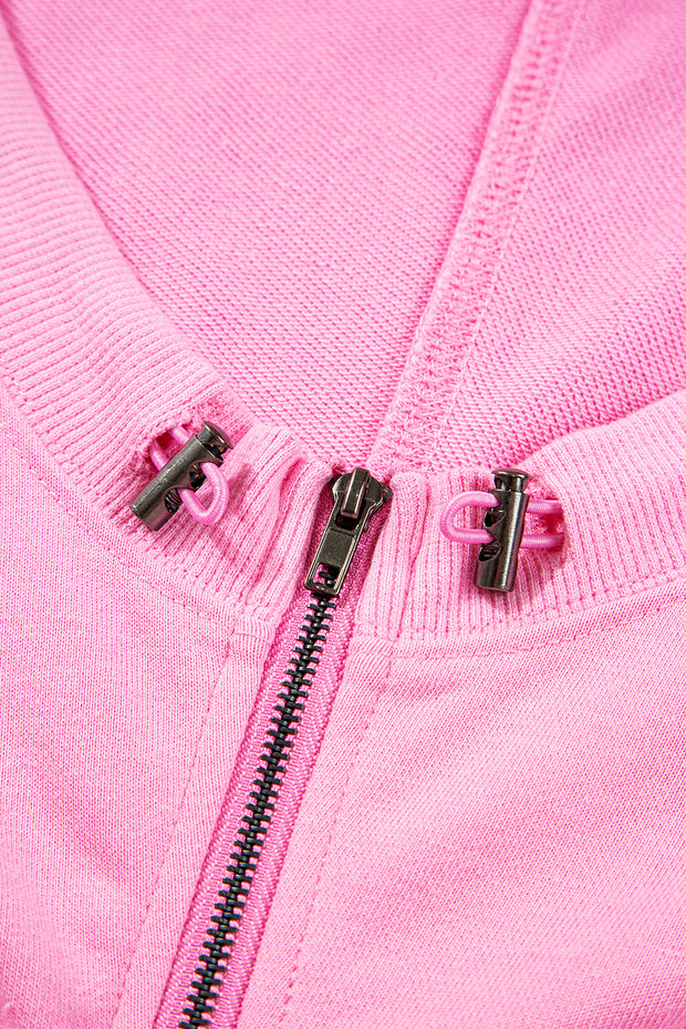 Bonbon Checkered Patchwork Kangaroo Pocket Half Zipper Hoodie