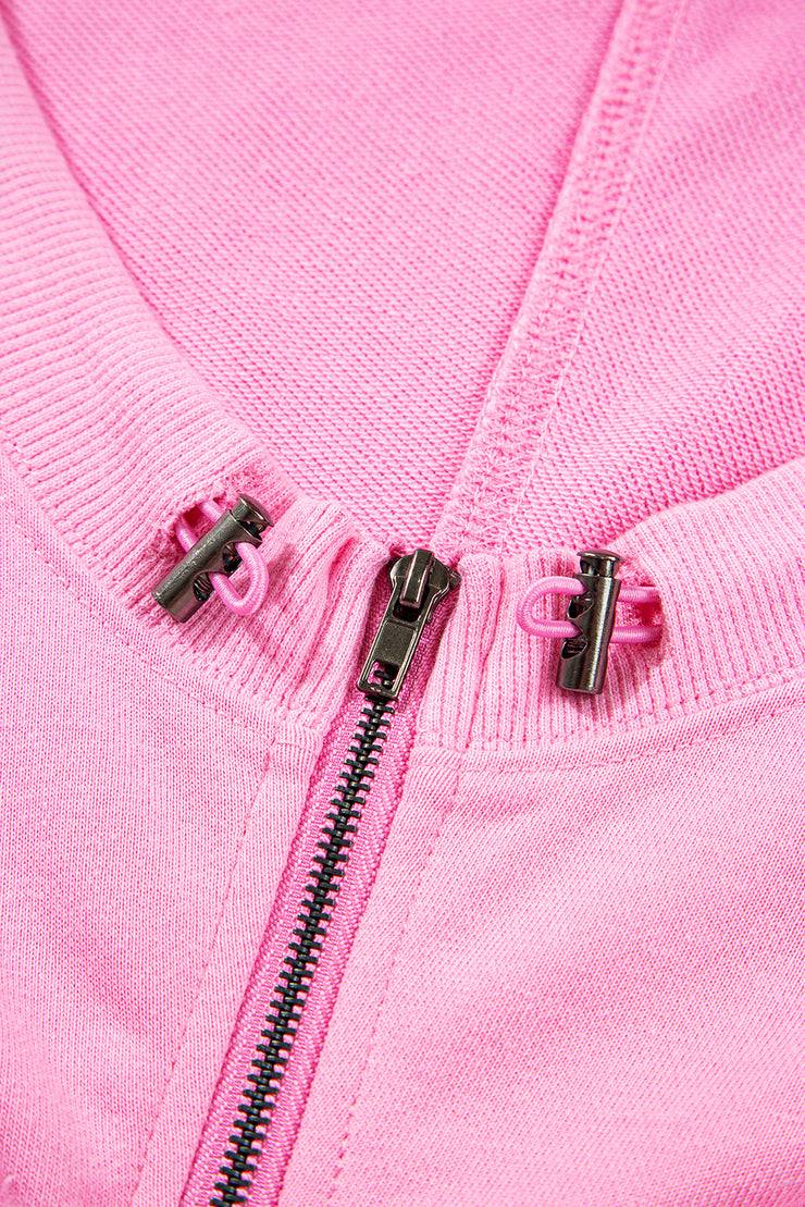 Bonbon Checkered Patchwork Kangaroo Pocket Half Zipper Hoodie