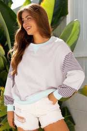 Delicacy Striped Colorblock Patchwork Drop Shoulder Sweatshirt