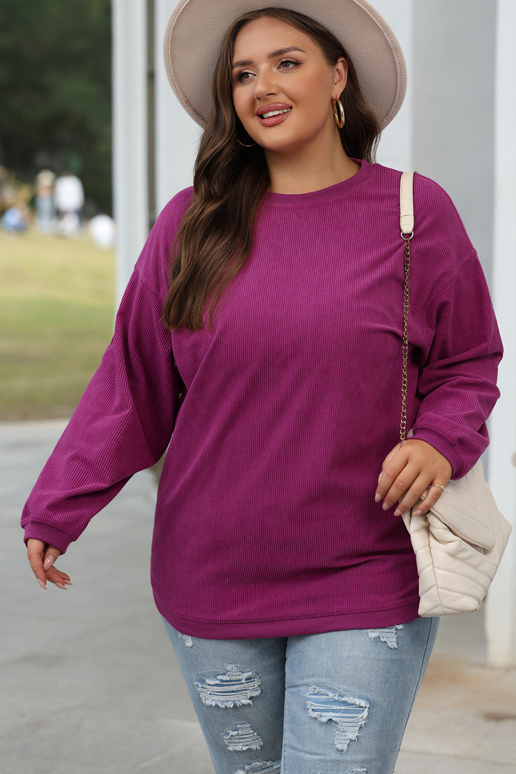 Sudadera extragrande de pana acanalada color fucsia para festival