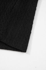 Black Textured Chest Pocket Long Sleeve Top 2Pcs Pants Set