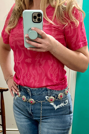 Red Western Girls Mesh T Shirt