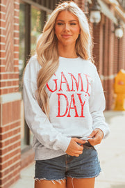 Red Vintage Washed GAME DAY Graphic Baggy Sweatshirt