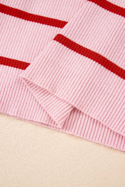 Rose Stripe Striped Scalloped Edge U Neck Sleeveless Sweater Vest