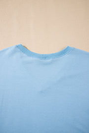 Myosotis V Neck Drop Shoulder Tee and Patchwork Drawstring Shorts Set