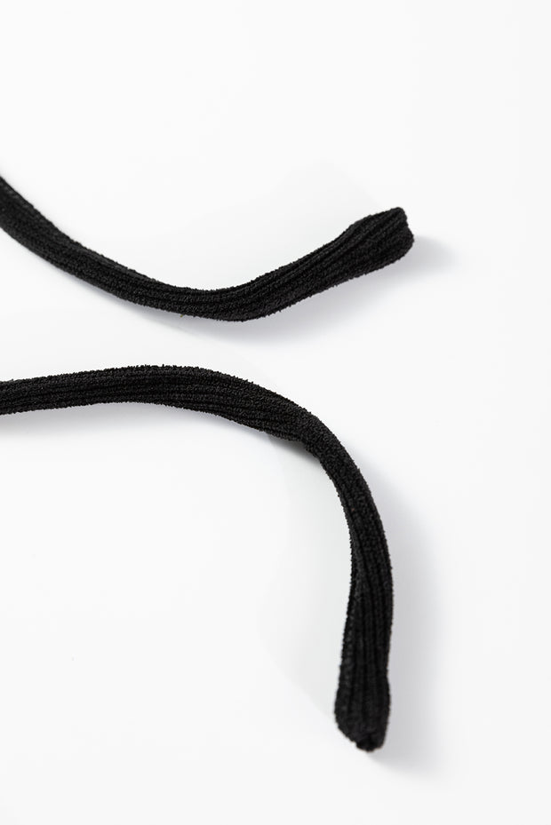 Black Solid Color Textured Knit Drop Shoulder Pullover Drawstring Shorts Set