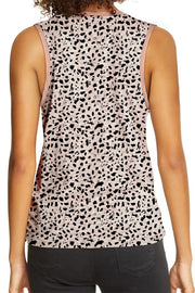 Camiseta sin mangas con cuello redondo y estampado de leopardo