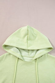 Meadow Mist Green Textured Cropped Hoodie and Shorts Set