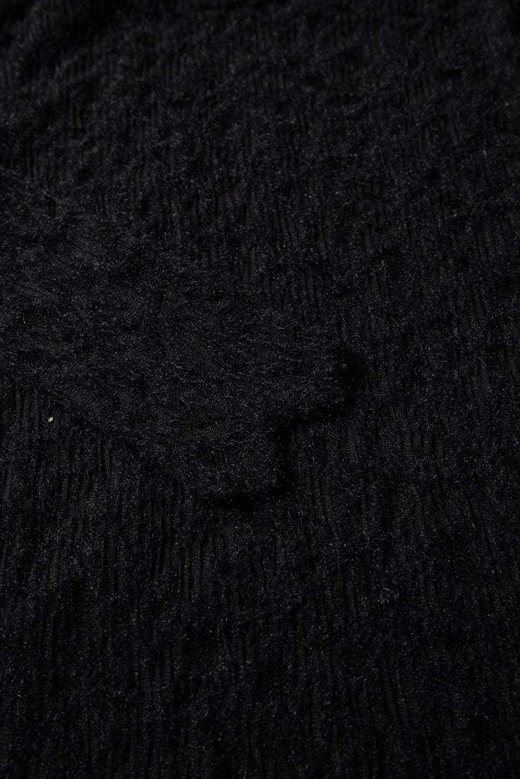 Black Flower Lace See Through Mock Neck Long Sleeve Top