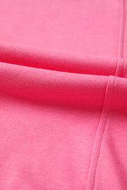Bright Pink Plus Size Henley Drop Shoulder Pullover and Jogger Pants Two Piece Set