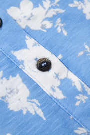 Myosotis Floral Print Half Button Wide Leg Relaxed Sleeveless Jumpsuit