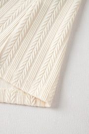 Apricot Polka Dot Mesh Puff Sleeve Textured Blouse